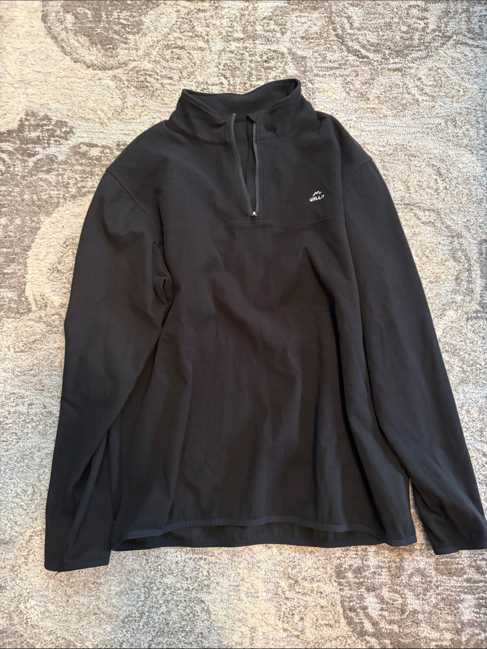 Black Half-Zip Pullover Sweater with Small Logo